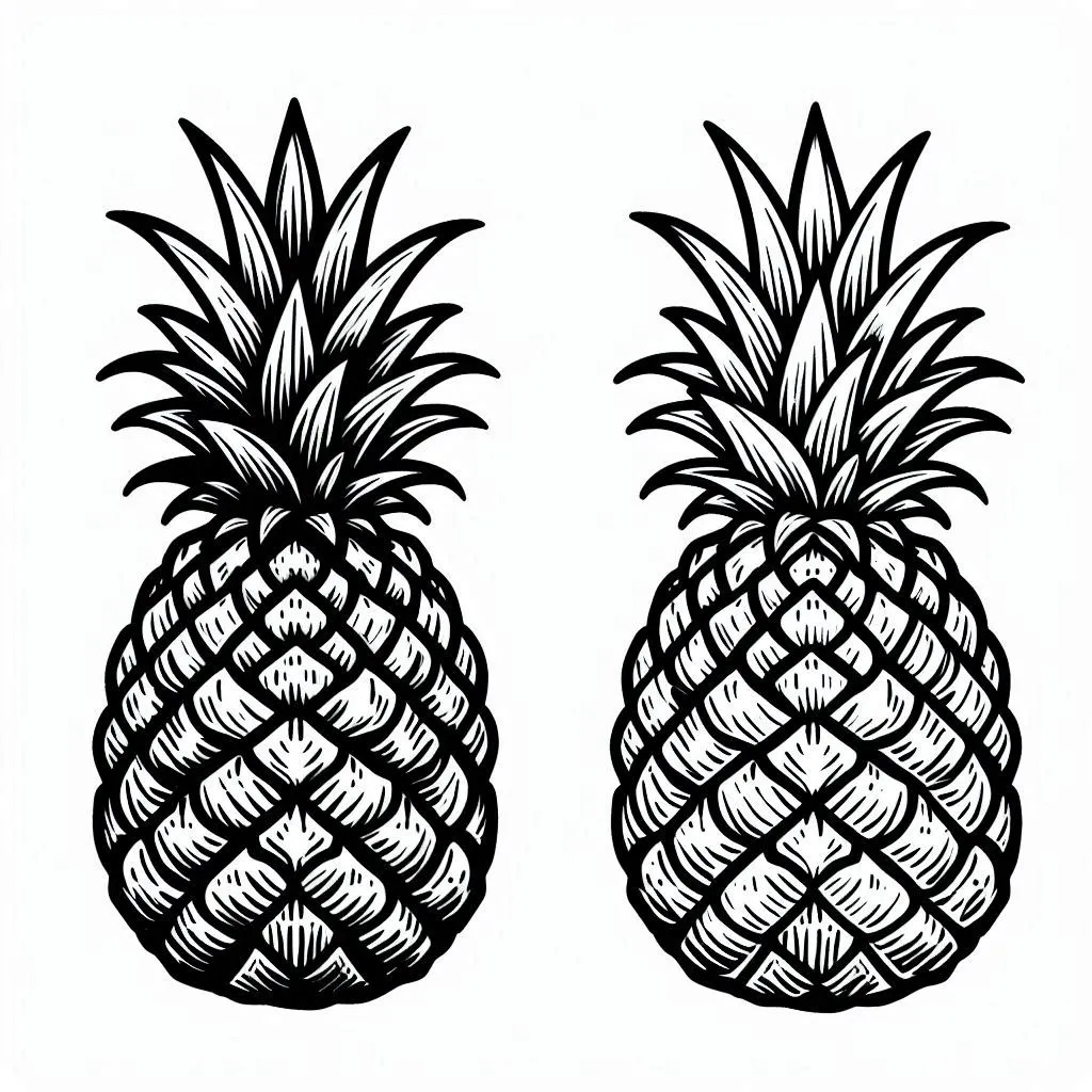 iki Sevimli Ananas boyama sayfası