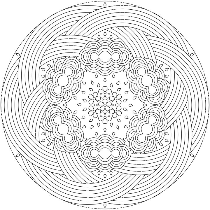 Çiçek Desenli Zor Mandala boyama sayfası