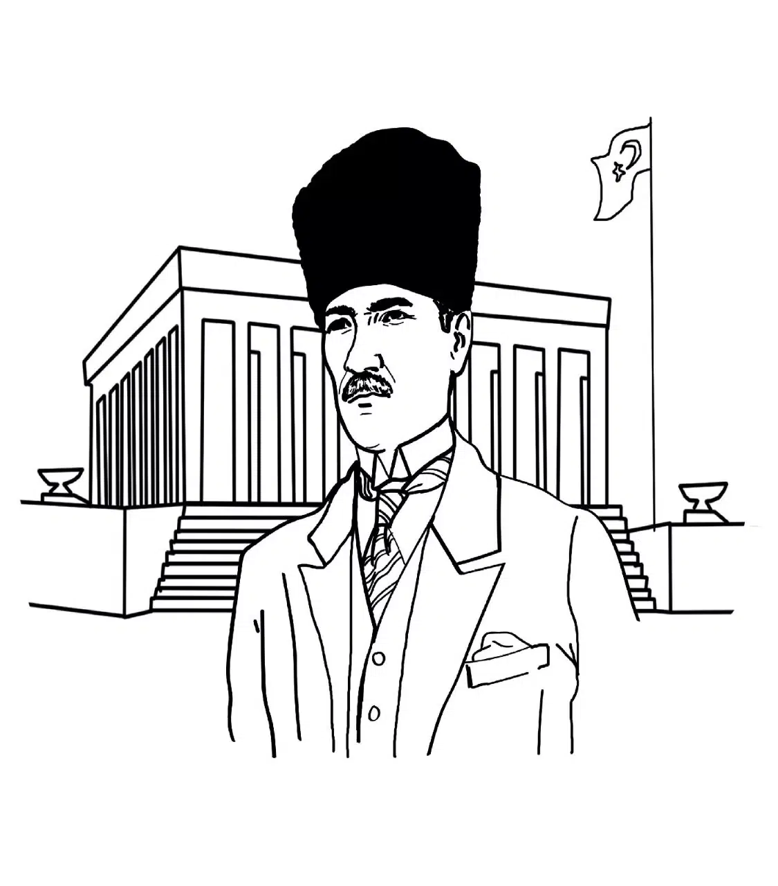 Atatürk Ve Anıtkabir boyama sayfası