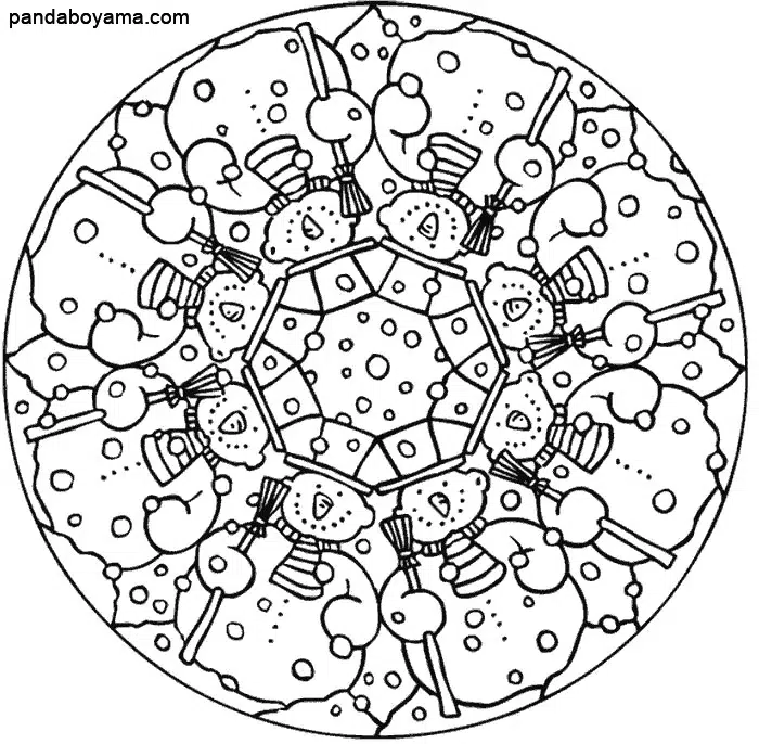 Kar Kış Mandala boyama sayfası